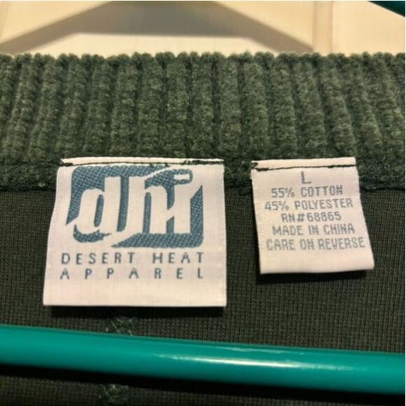 Desert Heat Apparel DHA Size Large Green Long Sleeve Crew Neck - Picture 2 of 3